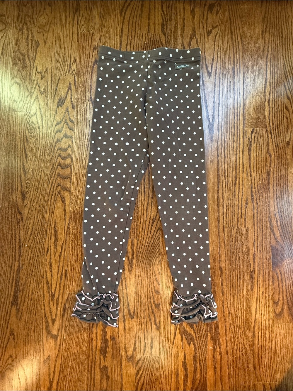 Matilda Jane Brown Polka Dot Leggings with Ruffled Legs Sz 8